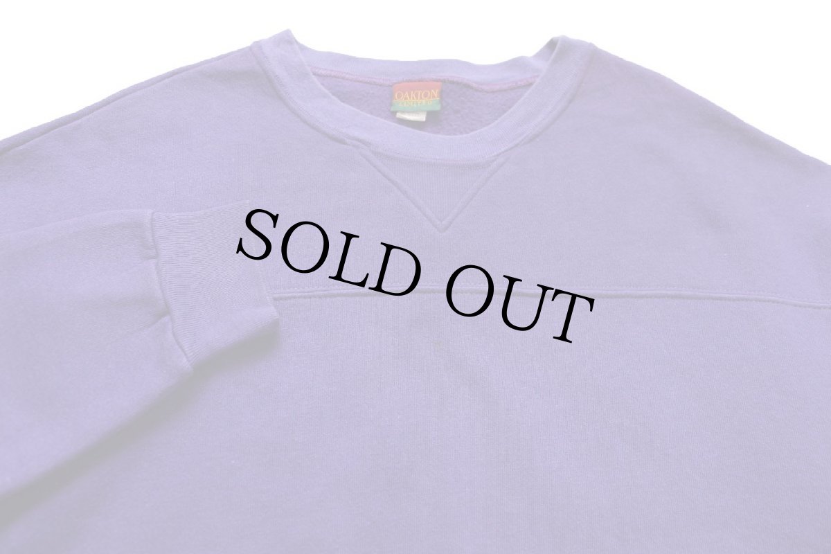 画像3: 80s USA製 OAKTON 無地 ツートン はめ込み 前V スウェット 紫 L★ブランク (3)