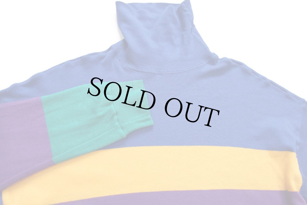 画像4: 90s USA製 Austin Kane マルチカラー 切り替え タートルネック コットン 長袖Tシャツ L (4)