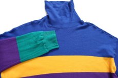 画像4: 90s USA製 Austin Kane マルチカラー 切り替え タートルネック コットン 長袖Tシャツ L (4)