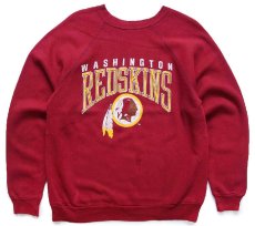 画像1: 80s USA製 ARTEX NFL WASHINGTON REDSKINS インディアンヘッド ひび割れプリント スウェット バーガンディ L (1)