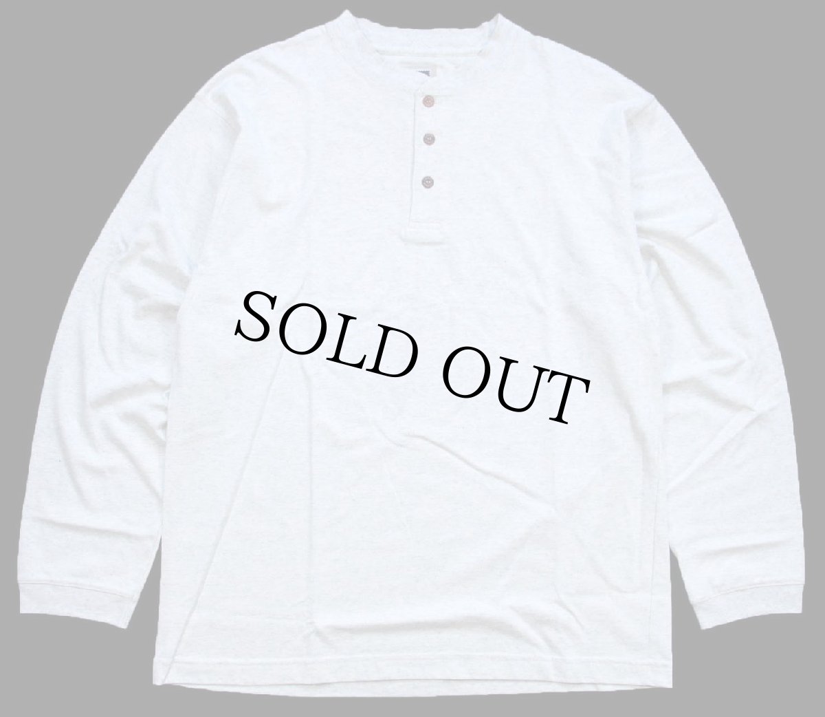 画像2: デッドストック★00s G.H.BASS 無地 ヘンリーネック コットン カットソー オートミール L (2)