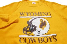 画像3: 80s USA製 WYOMING COWBOYS アメフト スウェット 濃黄 L★RUSSELLラッセル (3)