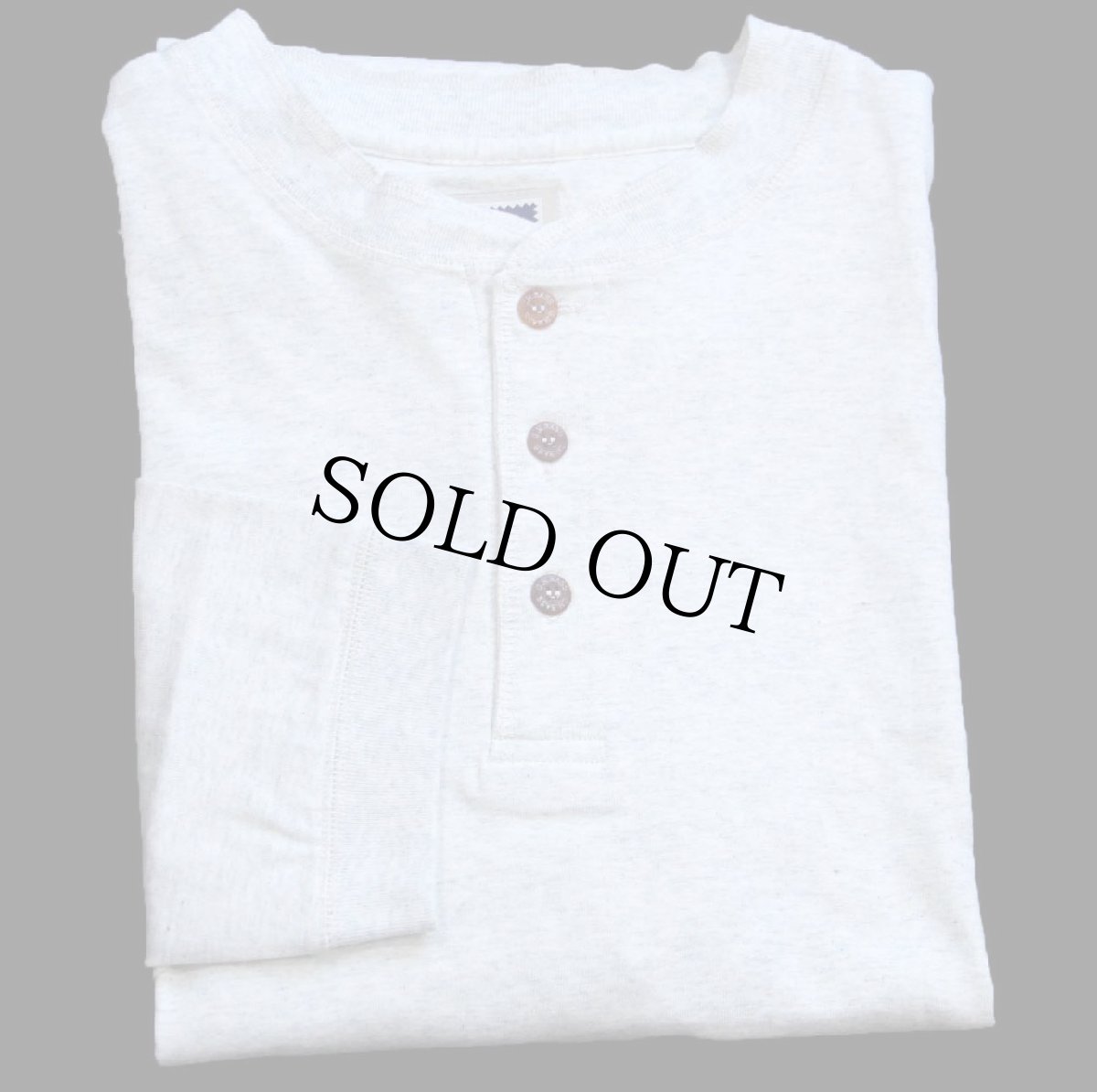 画像1: デッドストック★00s G.H.BASS 無地 ヘンリーネック コットン カットソー オートミール L (1)