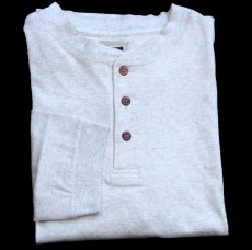 画像1: デッドストック★00s G.H.BASS 無地 ヘンリーネック コットン カットソー オートミール L (1)