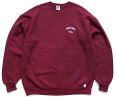 画像1: 90s USA製 RUSSELLラッセル MONTANA Griz 刺繍 前V スウェット ワインレッド L (1)