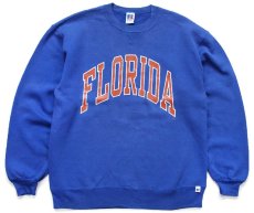 画像1: 90s USA製 RUSSELLラッセル FLORIDA 前V スウェット 青 L (1)