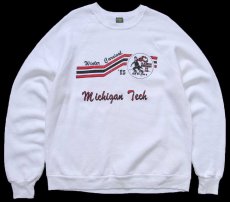 画像1: 80s USA製 JERZEES BY RUSSELLラッセル Winter Carnival Michigan Tech チャップリン スウェット 白 XL (1)