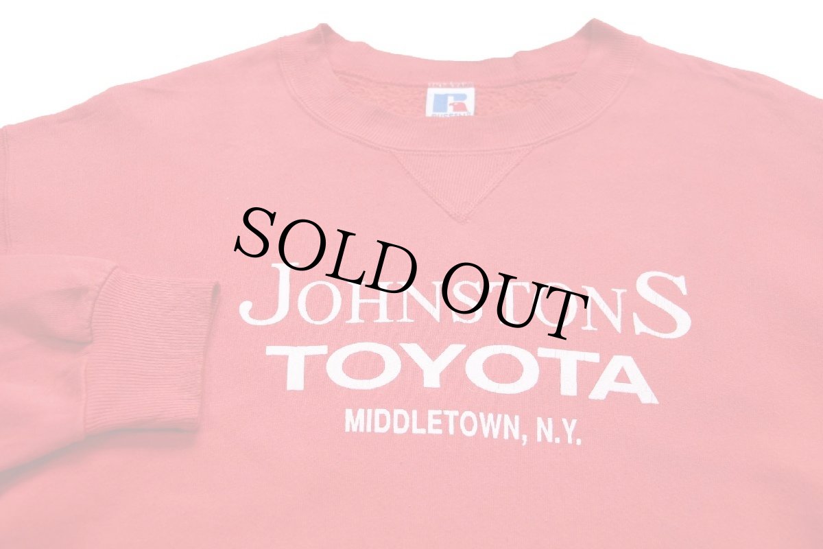 画像3: 90s USA製 RUSSELLラッセル JOHNSTONS TOYOTA トヨタ 前V スウェット 赤 L (3)