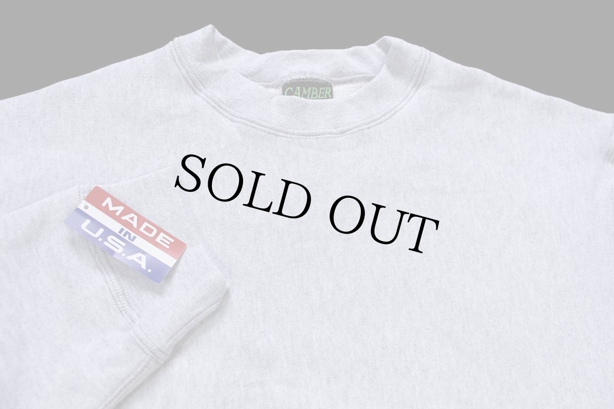 画像4: デッドストック★USA製 CAMBERキャンバー 無地 裏サーマル リバースウィーブ スウェット 杢グレー L★ブランク (4)