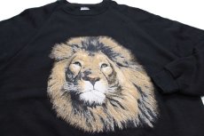画像3: 80s USA製 JERZEES ライオン アート スウェット 黒 XL★RUSSELLラッセル (3)