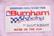 画像4: 90s USA製 Burnham Racing BY swingster チェッカーフラッグ刺繍 トリコカラー 切り替え ナイロン レーシングジャケット (4)