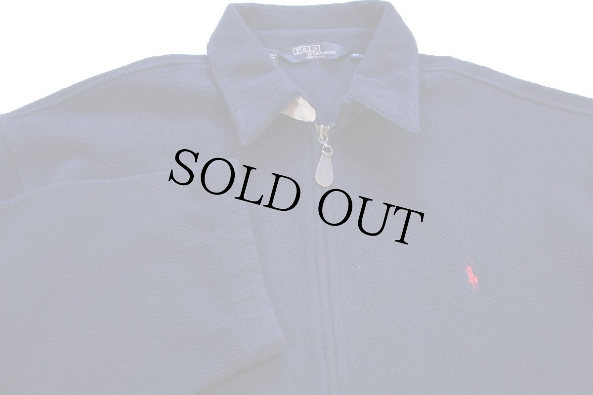 画像3: 90s USA製 ポロ ラルフローレン チンスト付き ワンポイント フリースジャケット 紺 M (3)