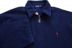 画像3: 90s USA製 ポロ ラルフローレン チンスト付き ワンポイント フリースジャケット 紺 M (3)