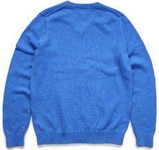 画像2: L.L.Bean 無地 Vネック コットンニット セーター 青 M-T (2)