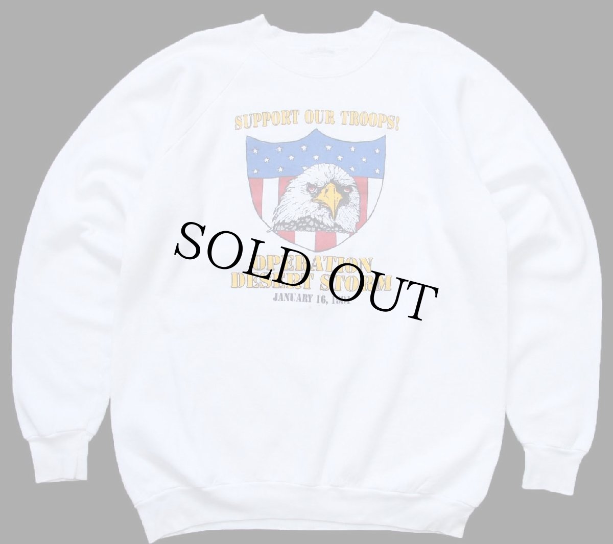 画像1: 90s OPERATION DESERT STORM USMC ブルドッグ マスコット 両面プリント スウェット 白 (1)