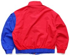 画像2: 90s USA製 Burnham Racing BY swingster チェッカーフラッグ刺繍 トリコカラー 切り替え ナイロン レーシングジャケット (2)