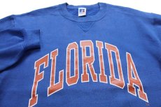 画像3: 90s USA製 RUSSELLラッセル FLORIDA 前V スウェット 青 L (3)