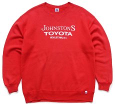 画像1: 90s USA製 RUSSELLラッセル JOHNSTONS TOYOTA トヨタ 前V スウェット 赤 L (1)