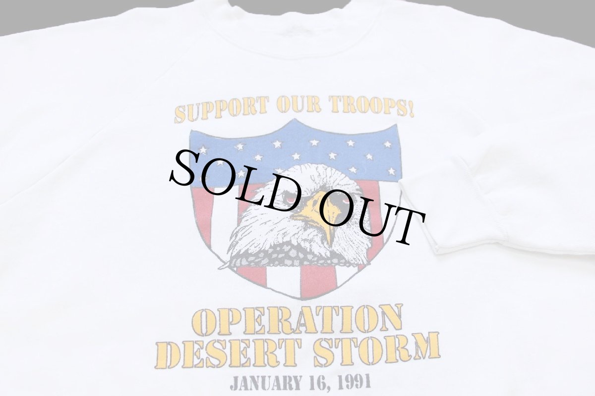 画像4: 90s OPERATION DESERT STORM USMC ブルドッグ マスコット 両面プリント スウェット 白 (4)