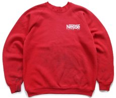 画像1: 80s USA製 Nestle ロゴ ひび割れプリント スウェット ボロ 赤 XXL★特大 (1)