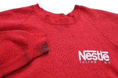 画像3: 80s USA製 Nestle ロゴ ひび割れプリント スウェット ボロ 赤 XXL★特大 (3)