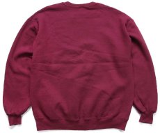 画像2: 90s USA製 RUSSELLラッセル MONTANA Griz 刺繍 前V スウェット ワインレッド L (2)