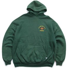 画像1: 90s RUSSELLラッセル STRATHCONA COUNTY FOOTBALL ESKIMOS アメフト刺繍 スウェットパーカー 緑 フェード XXL★特大 フーディー (1)