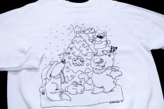 画像3: 90s USA製 TULTEX PAINTABLES クリスマスツリー イラスト ぬりえ スウェット 白 L (3)