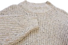 画像3: 80s BANANA REPUBLICバナナリパブリック ネップ入り ローゲージ コットンニット セーター グレーベージュ XL (3)