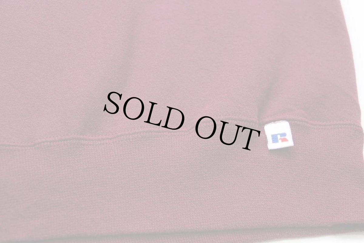 画像5: 90s USA製 RUSSELLラッセル MONTANA Griz 刺繍 前V スウェット ワインレッド L (5)