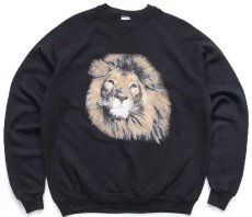 画像1: 80s USA製 JERZEES ライオン アート スウェット 黒 XL★RUSSELLラッセル (1)