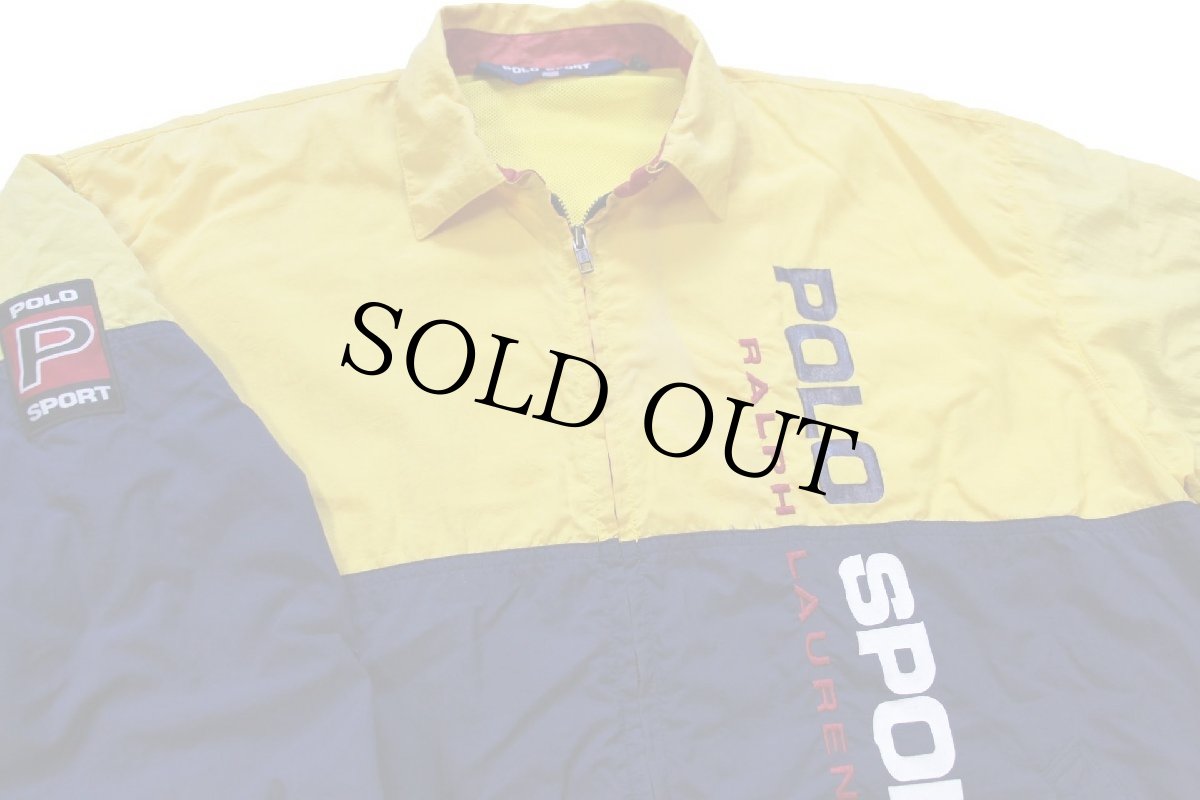 画像3: 90s POLO SPORT ポロ スポーツ ラルフローレン チンスト付き ツートン ナイロンジャケット 紺×黄 L (3)