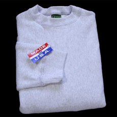 画像1: デッドストック★USA製 CAMBERキャンバー 無地 裏サーマル リバースウィーブ スウェット 杢グレー L★ブランク (1)