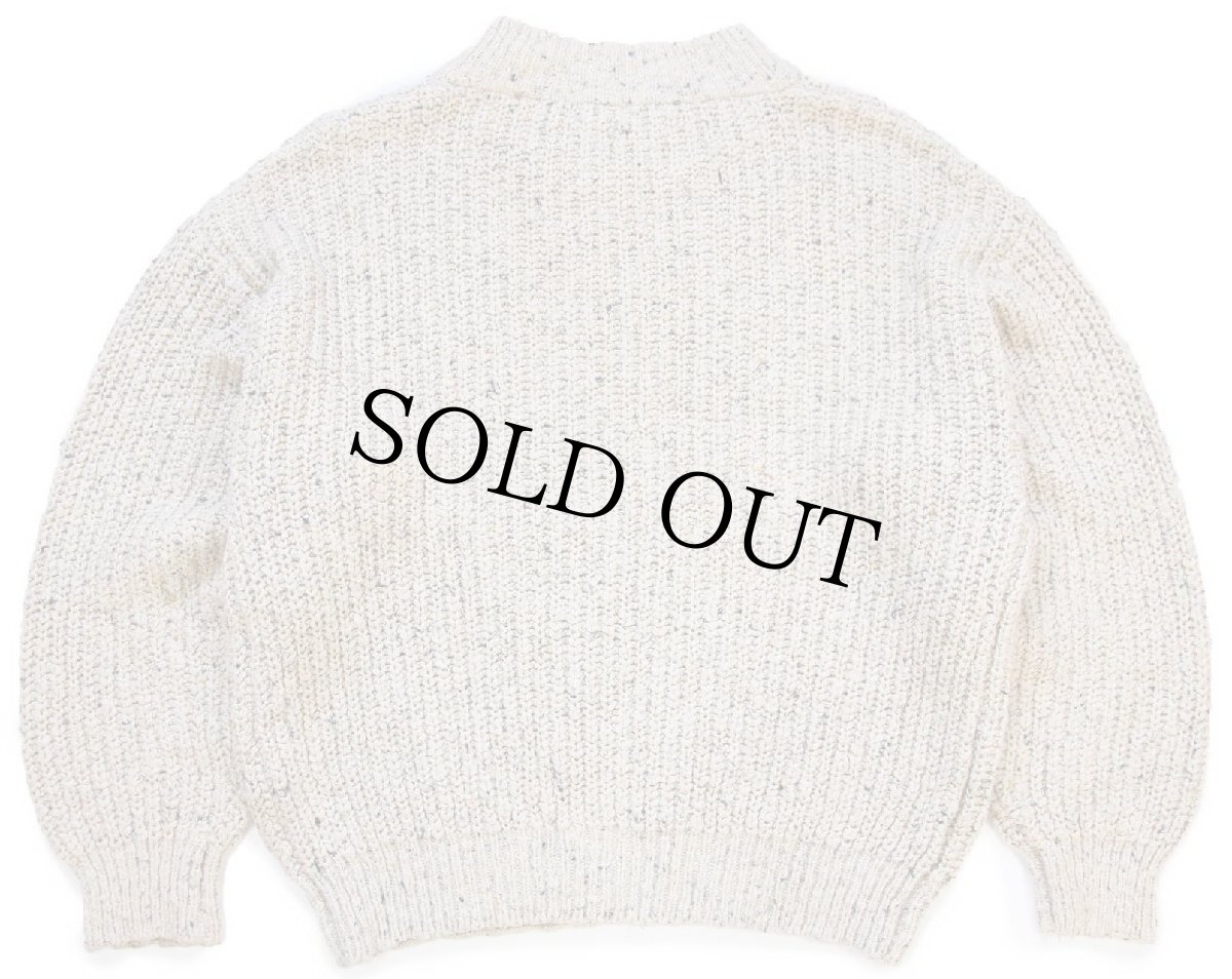 画像2: 80s BANANA REPUBLICバナナリパブリック ネップ入り ローゲージ コットンニット セーター グレーベージュ XL (2)