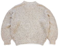 画像2: 80s BANANA REPUBLICバナナリパブリック ネップ入り ローゲージ コットンニット セーター グレーベージュ XL (2)