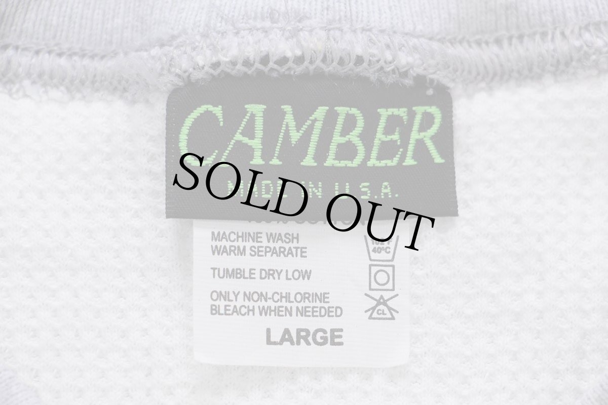 画像5: デッドストック★USA製 CAMBERキャンバー 無地 裏サーマル リバースウィーブ スウェット 杢グレー L★ブランク (5)