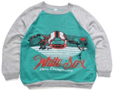 画像1: 80s イタリア製 White Sox 52ers. Championship ツートン 切り替え スウェット 緑×杢グレー M (1)