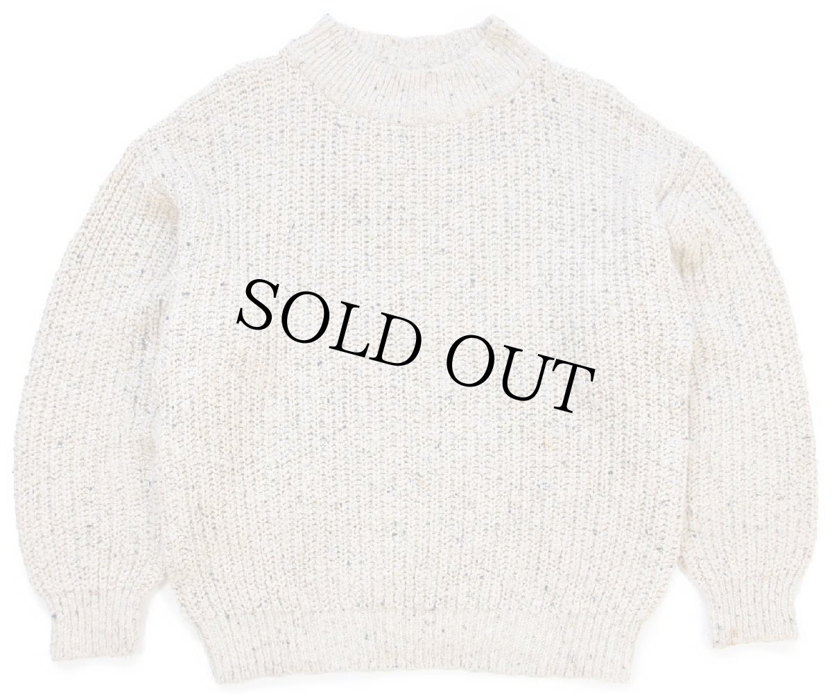 画像1: 80s BANANA REPUBLICバナナリパブリック ネップ入り ローゲージ コットンニット セーター グレーベージュ XL (1)