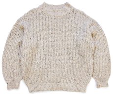 画像1: 80s BANANA REPUBLICバナナリパブリック ネップ入り ローゲージ コットンニット セーター グレーベージュ XL (1)