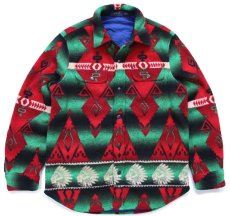 画像1: ポロ ラルフローレン インディアンヘッド ネイティブ柄 キルティングライナー フリース シャツ S (1)