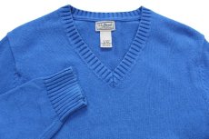 画像3: L.L.Bean 無地 Vネック コットンニット セーター 青 M-T (3)