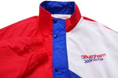 画像3: 90s USA製 Burnham Racing BY swingster チェッカーフラッグ刺繍 トリコカラー 切り替え ナイロン レーシングジャケット (3)