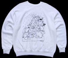 画像1: 90s USA製 TULTEX PAINTABLES クリスマスツリー イラスト ぬりえ スウェット 白 L (1)