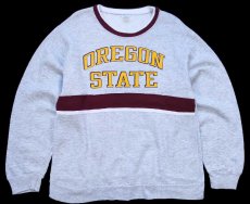 画像1: 80s USA製 Championチャンピオン OREGON STATE レイヤードネック スウェット 杢グレー L (1)