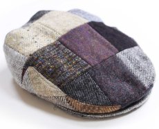 画像1: アイルランド製 Jonathan Richard クレイジー パッチワーク ツイード ウール ハンチング XL (1)