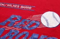 画像4: 90s USA製 Leeリー RED BARONS ベースボール ひび割れプリント スウェットパーカー 濃赤 XL★フーディー (4)