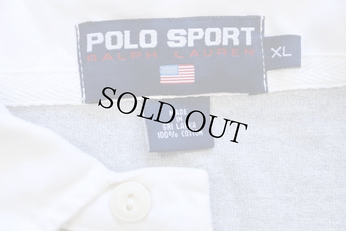 画像4: 90s POLO SPORT ポロ スポーツ ラルフローレン P67 パッチ付き コットン ラガーシャツ 杢グレー XL (4)