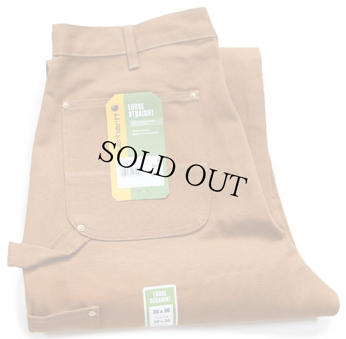 画像1: 新品★carharttカーハート ダブルニー ダック地 ペインターパンツ 茶 W36 L30 (1)