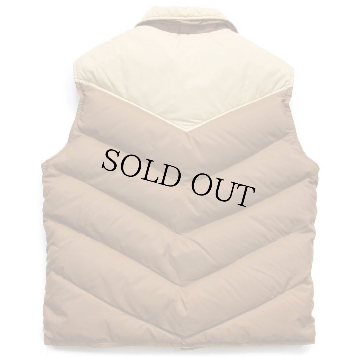 画像2: 70s USA製 Woolrichウールリッチ ツートン ヨーク切り替え ナイロン ダウンベスト 茶×ベージュ M (2)