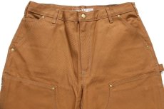 画像4: 新品★carharttカーハート ダブルニー ダック地 ペインターパンツ 茶 W36 L30 (4)